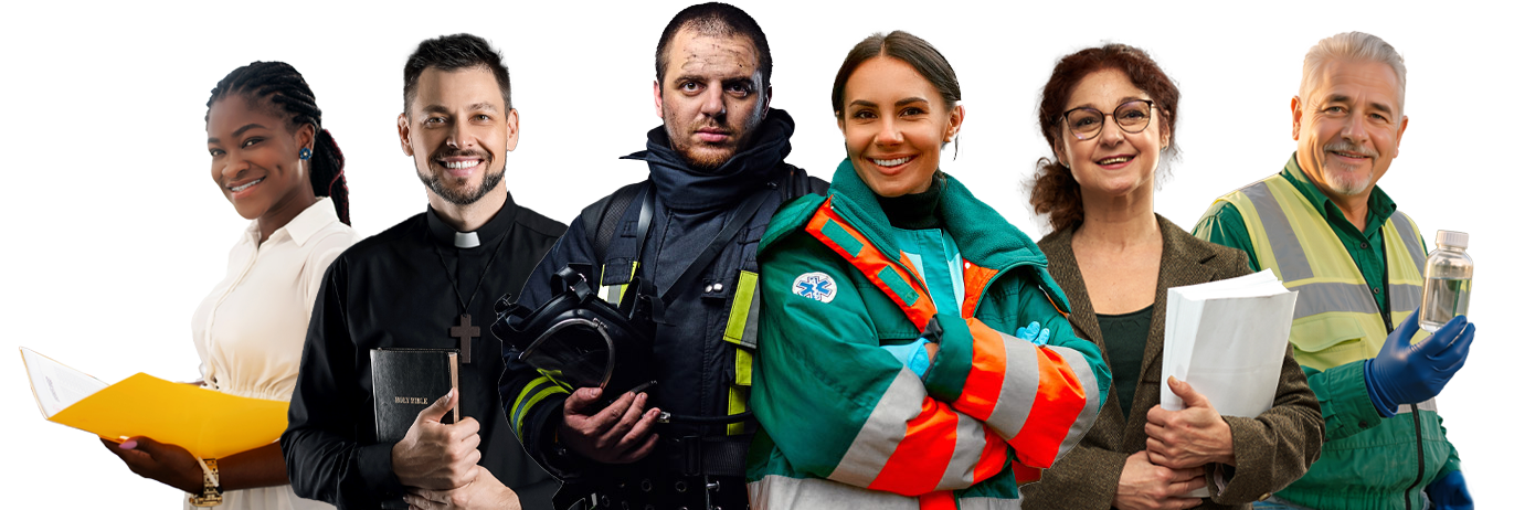 Emergency, church, school, and public entity workers
