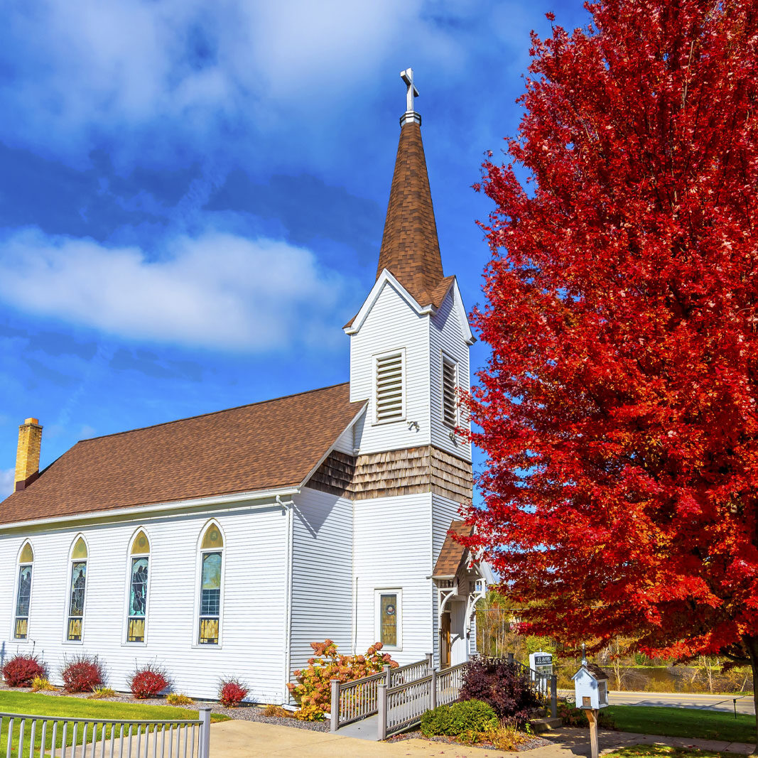 Church with steeple in Ohio